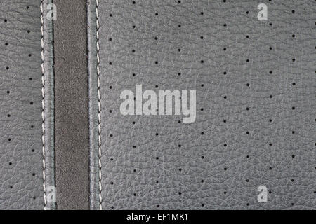 gray  leather texture with seam Stock Photo