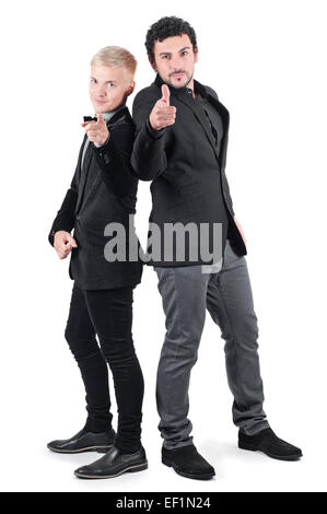 Two men showing on you with fingers Stock Photo