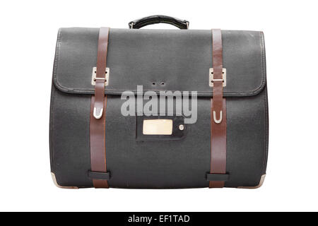 retro leather satchel bag,isolated on white Stock Photo