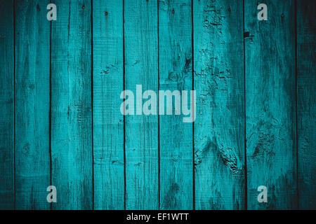 vintage stylized old blue planked wood board Stock Photo