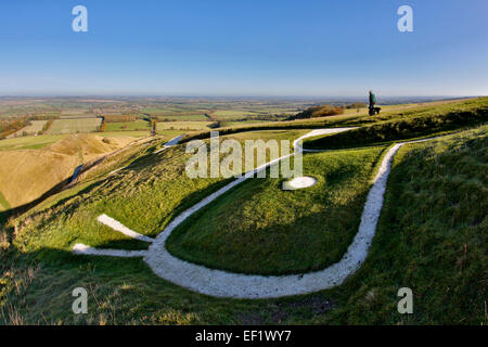 Uffington White Horse Head Section Bronze Age Oxfordhire; UK Stock Photo