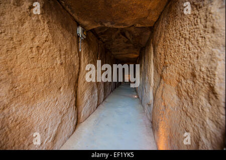 Interior of the Dolmen de Viera, a megalithic burial mound located near Antequera, Málaga, Spain. Stock Photo