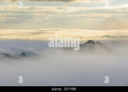 Mist & low cloud over Doon of Castramont and the Fleet Valley, Gatehouse of Fleet, Dumfries & Galloway, Scotland Stock Photo