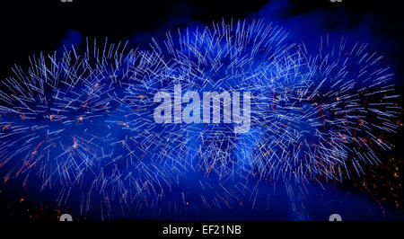 Firework in the dark sky Stock Photo