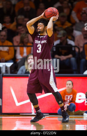 January 24, 2015: Alex Robinson #3 of the Texas A&M Aggies during the NCAA basketball game between the University of Tennessee Volunteers and the Texas A&M Aggies at Thompson Boling Arena in Knoxville TN Stock Photo