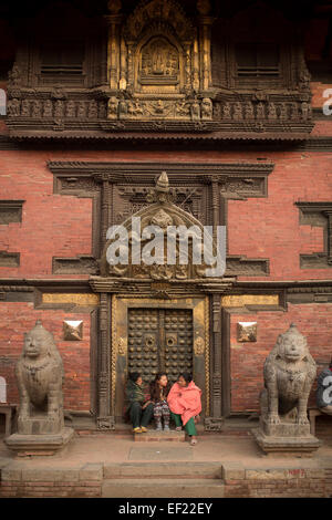 Scene from Patan (Lalitpur) Durbar Square - Kathmandu Valley, Nepal Stock Photo