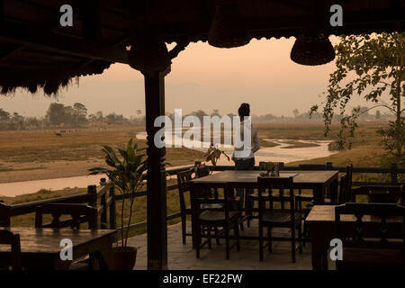 Budhi Rapti River as seen from a hotel in Sauraha, Nepal. Stock Photo