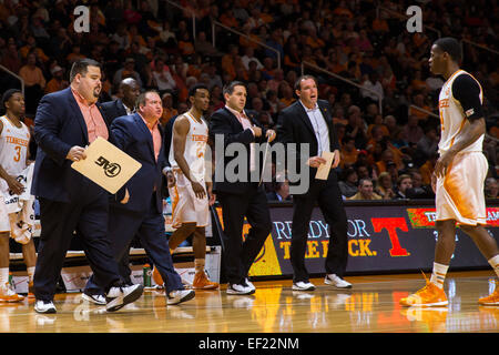 January 24, 2015:Tennessee Volunteers coaches during the NCAA basketball game between the University of Tennessee Volunteers and the Texas A&M Aggies at Thompson Boling Arena in Knoxville TN Stock Photo
