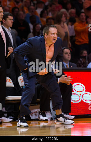 January 24, 2015: head coach Donnie Tyndall of the Tennessee Volunteers during the NCAA basketball game between the University of Tennessee Volunteers and the Texas A&M Aggies at Thompson Boling Arena in Knoxville TN Stock Photo