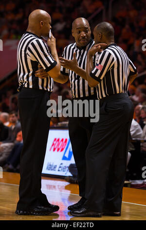 January 24, 2015: the referees during the NCAA basketball game between the University of Tennessee Volunteers and the Texas A&M Aggies at Thompson Boling Arena in Knoxville TN Stock Photo