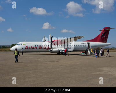 Asian Wings airlines airplane at Heho airport in Shan state, Myanmar Stock Photo