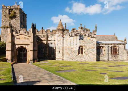 Parish Church of Saint Cybi in walls of Caer Gybi Roman Fort in Holyhead, Isle of Anglesey, North Wales, UK, Britain Stock Photo