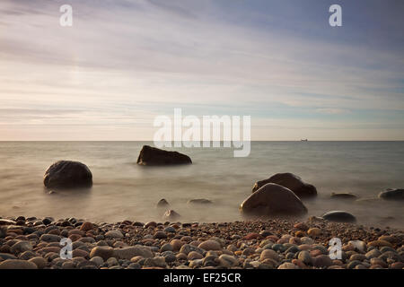 Evening at the Baltic Sea coast in Germany. Stock Photo