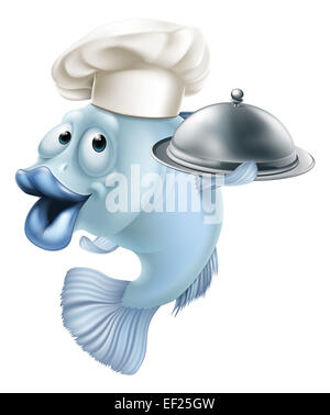 An illustration of a blue cartoon fish character mascot Stock Photo - Alamy