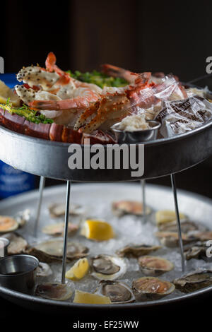 The Seafood Tower at  Purdy's Farmer and the Fish in North Salem, New York. Photo by Lisa Wiltse Stock Photo