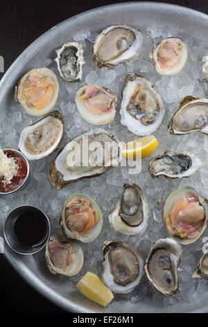 A selection of East and West coast oysters with little and top neck