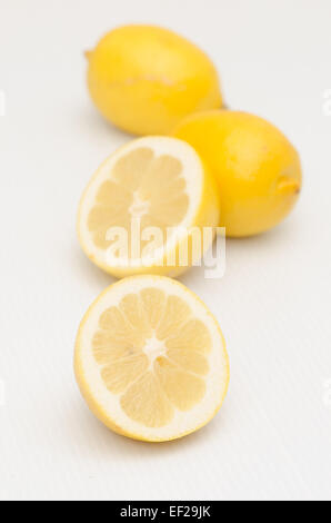 a group of lemons in white background Stock Photo