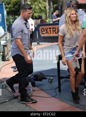 Leann Rimes and Eddie Cibrian appear on Extra  Featuring: Leann Rimes,Eddie Cibrian Where: Los Angeles, California, United States When: 23 Jul 2014 Stock Photo