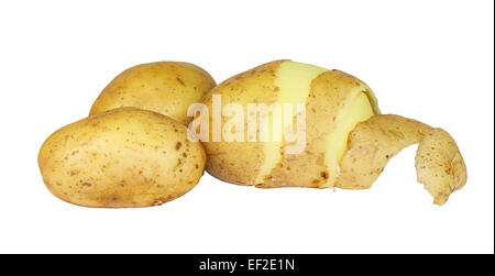 Peeled potatoes isolated on white background Stock Photo