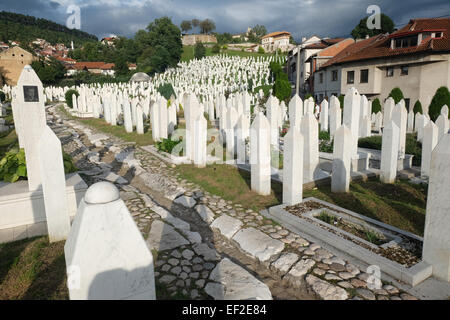 The Martyrs' Memorial Cemetery Kovači for victims of the war in Stari Grad.Sarajevo Bosnia and Hercegovina Stock Photo