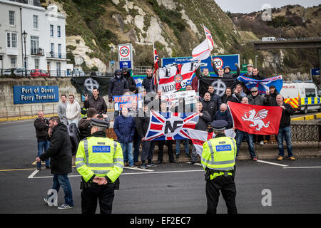 Kent, UK. 25th Jan, 2015.  Far-Right Protest against illegal immigrants in Dover Credit:  Guy Corbishley/Alamy Live News Stock Photo