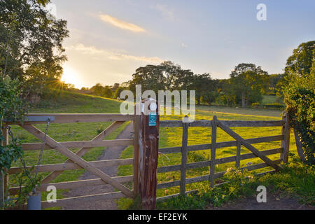 Public foot path leading through the countryside of Northamptonshire Stock Photo
