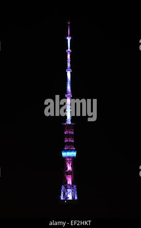 TV tower at night, Yerevan, Armenia Stock Photo