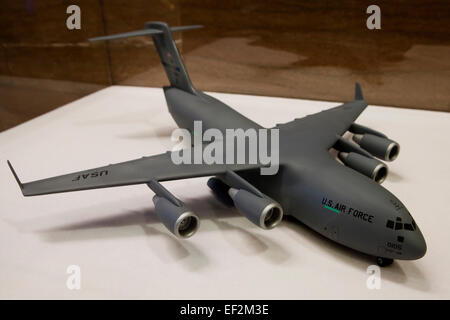Model of Boeing C-17 Globemaster III military transport aircraft used by US Air National Guard - USA Stock Photo
