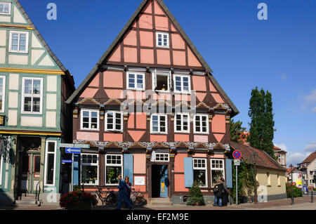 Half timbered historic house in the 17th century city center of Celle, Germany  Schuhstrasse 27 Stock Photo