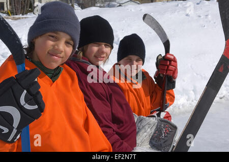 Boy ice hockey players Stock Photo