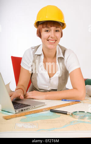 Woman working at laptop Stock Photo