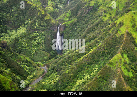 Manawaiopuna Falls or Jurassic Park falls, Kauai, Hawaii, USA