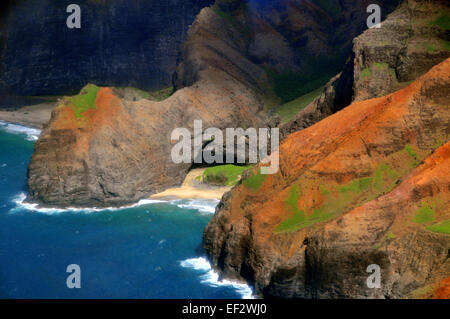 Aerial view of the Napali coast, Kauai Stock Photo