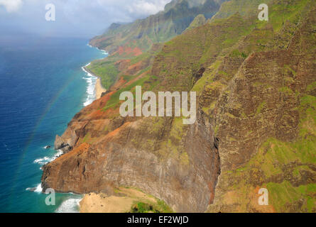 Aerial view of the Napali coast, Kauai Stock Photo