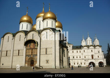 The Assumption Cathedral and the Church of the Twelve Apostles in Moscow Kremlin, Russia Stock Photo