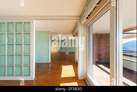 Interior, apartment in style classic, large windows Stock Photo