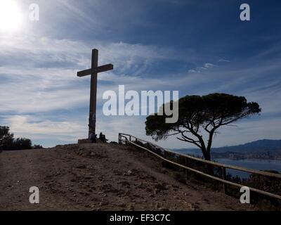 The Benidorm Cross in silhouette Stock Photo