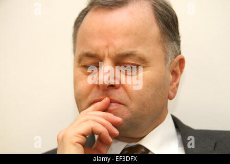 Norwegian parliament head Olemic Thommessen (pictured), who is visiting the Czech Republic, declined to comment on the case of two sons taken from their Czech parents in 2011 by the Norwegian child welfare service. Thommessen said that this problem should be solved with the Foreign Ministry in Steti, Czech Republic, January 26, 2015 where he visits a press conference focusing on social exclusion and Government agency for social inclusion. (CTK Photo/Ondrej Hajek) Stock Photo