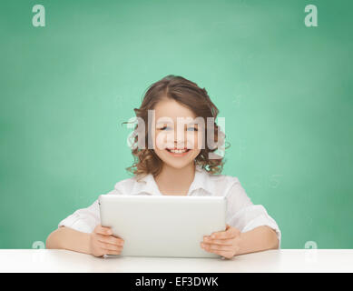 happy smiling girl with tablet pc computer Stock Photo