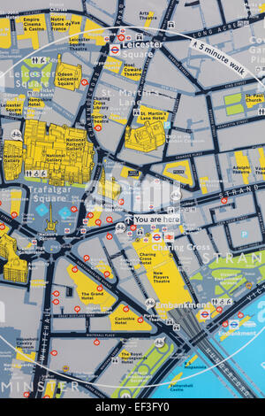 England, London, Street Map of Trafalgar Square and Surrounding Area ...