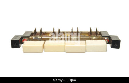 Vintage switch with four buttons isolated on white background Stock Photo