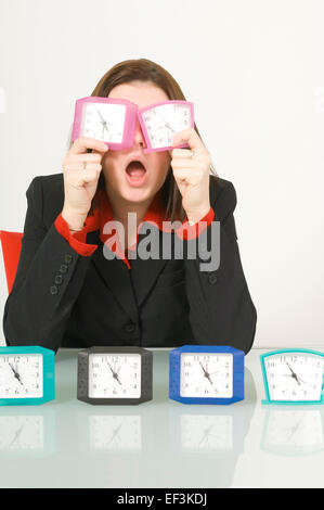 Clocks in front of One Canada Square, Canary Wharf, London, UK. Europe ...