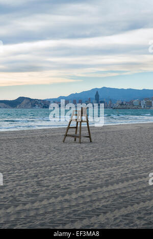 no one on the beach. Benidorm in winter Stock Photo