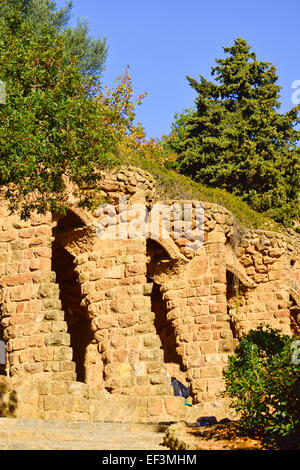 Park Guell by Antoni Gaudi architect. Barcelona, Catalonia, Spain. Stock Photo