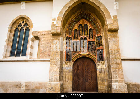 Entrance to Saint Mark's Church in old town Gradec, Zagreb, Croatia Stock Photo