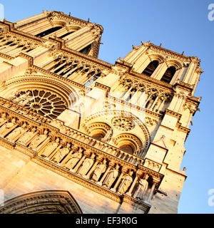 Evening view of Notre Dame de Paris, France Stock Photo