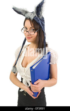 Woman wearing a silly hat Stock Photo