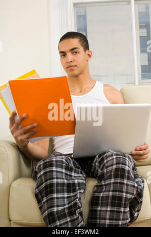 Man working on laptop Stock Photo