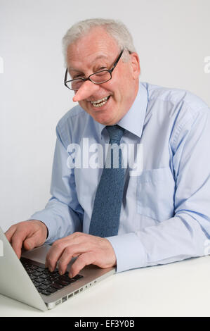 Businessman with a very long nose Stock Photo
