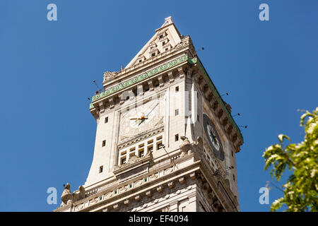 Clock on top of the Custom House, McKinley Square, Boston, Massachusetts, USA Stock Photo